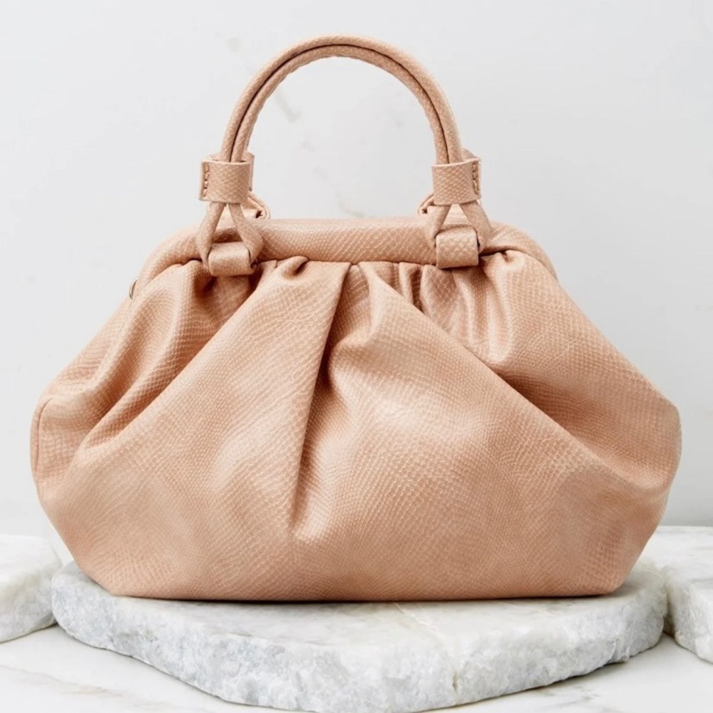 Beige Vegan Leather Crossbody Bag